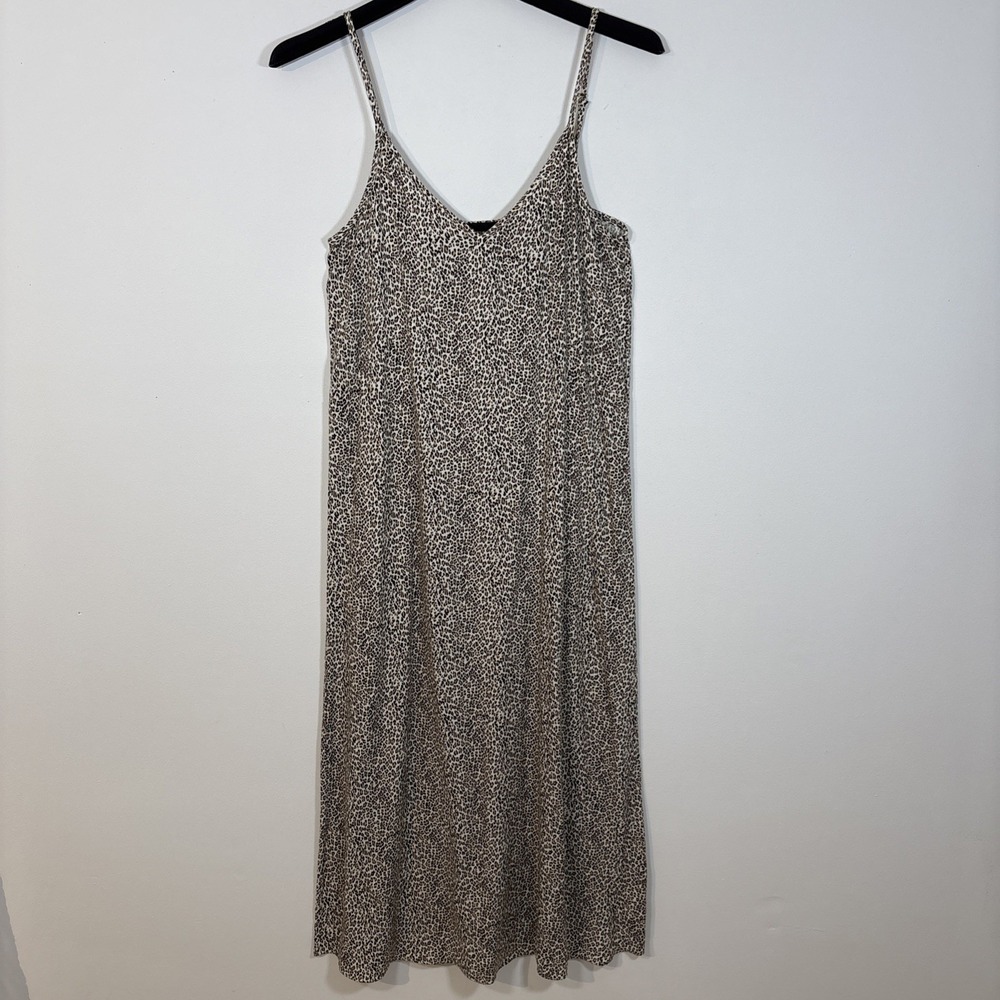 Jenni Kayne Leopard Slip Dress 100% Viscose Italian Fabric Maxi Dress XS Drapey - Picture 14 of 14